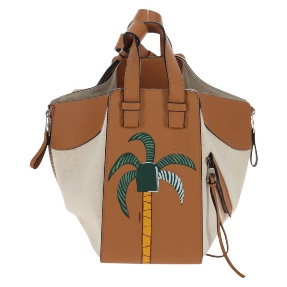 Loewe Ken Price Hammock Printed Leather And Canvas Beige Canvas Handbag